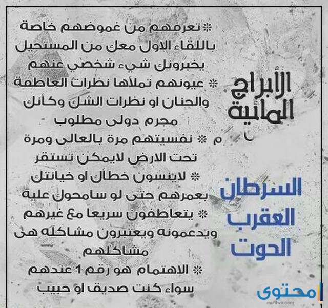 الصفات العامة للأبراج المائية