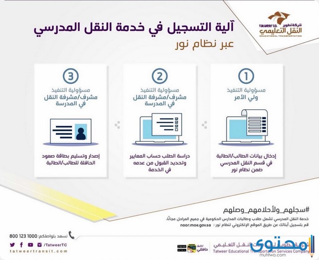 التسجيل في خدمة النقل المدرسي عبر نظام نور والرسوم المطلوبة موقع محتوى