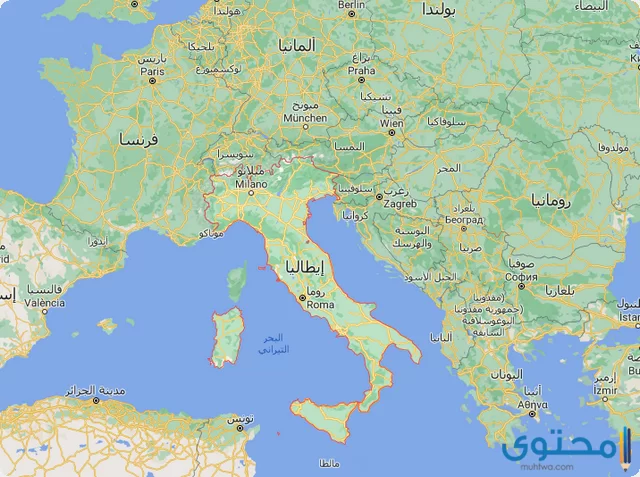 مشروع يحرض قابلة للتحويل  خريطة ايطاليا كاملة بالعربي صماء - موقع محتوى
