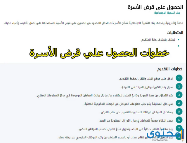 شروط قرض الأسرة بنك التسليف للمطلقة وربة المنزل 1443 موقع محتوى