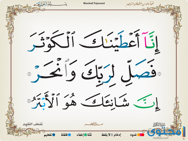فضل قراءة محتوى موقع سورة الكوثر