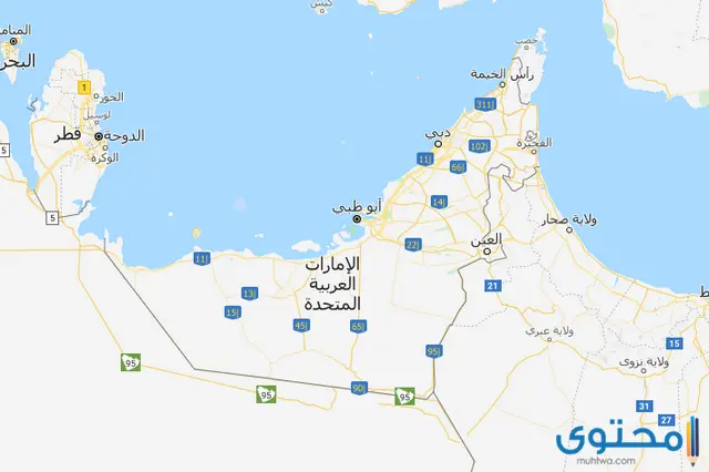 خريطة الامارات العربية المتحدة بالمدن كاملة صماء