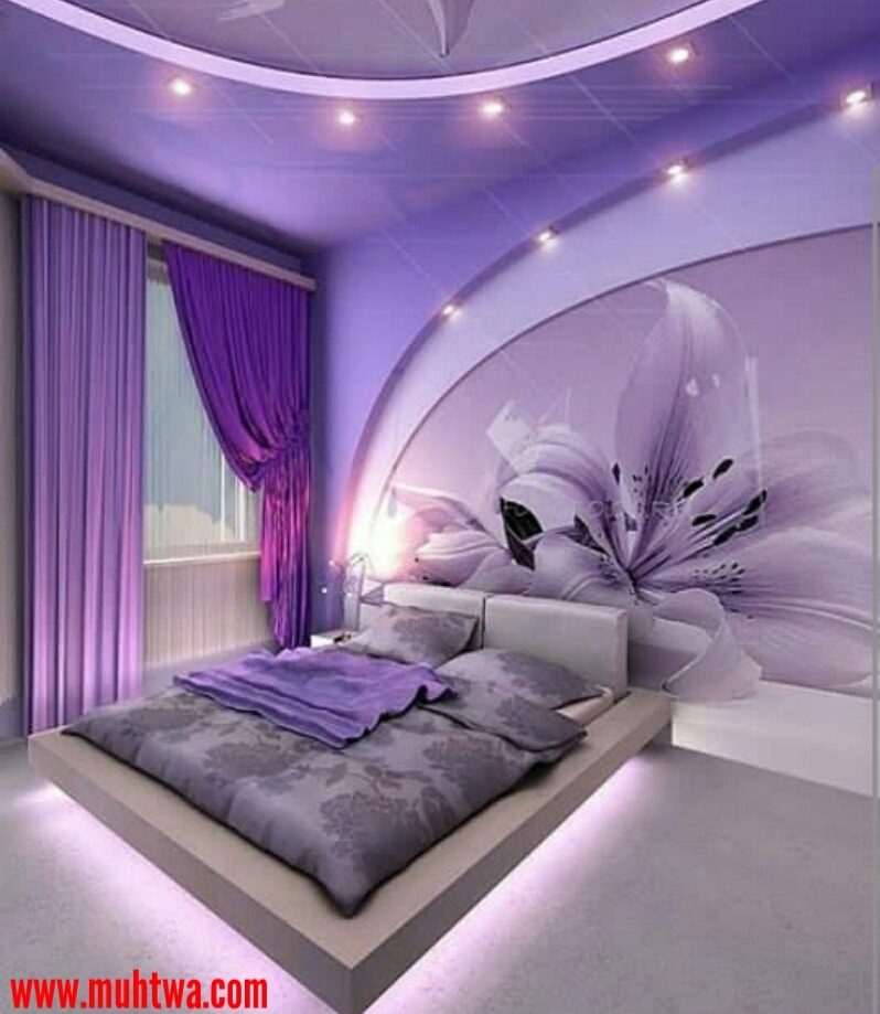 غرف نوم للعرسان باللون البنفسجي