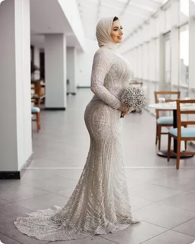 تصاميم فساتين خطوبة تركية للنساء مع الحجاب