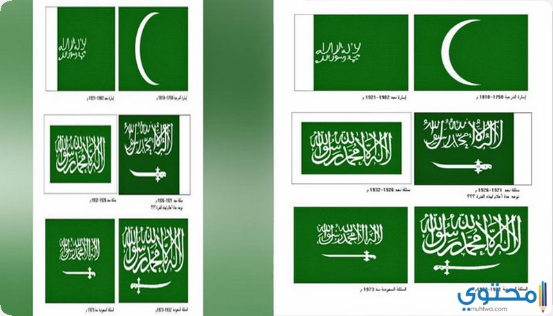 تاريخ علم السعودية ووجود شهادة التوحيد موقع محتوى