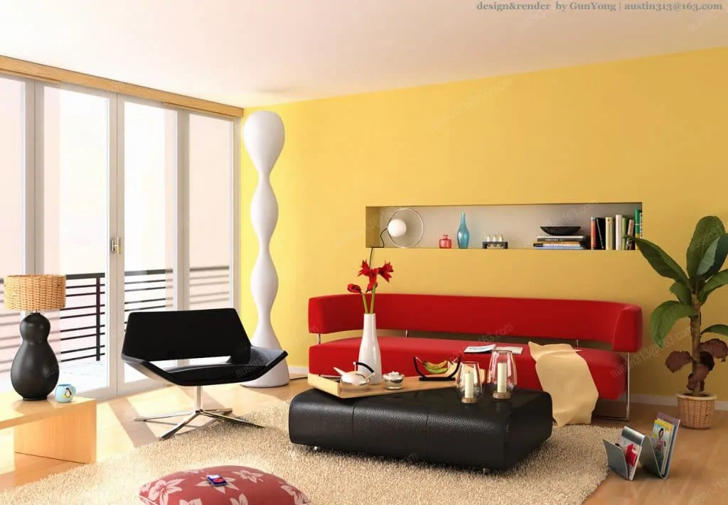 29 Yellow Red Living Room