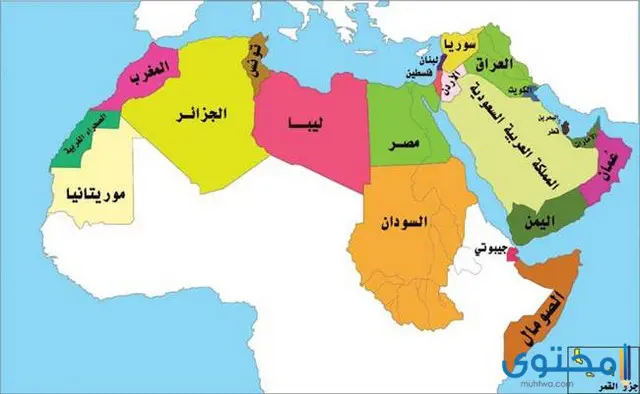 خريطة الوطن العربي صماء ملونة وابيض واسود موقع محتوى