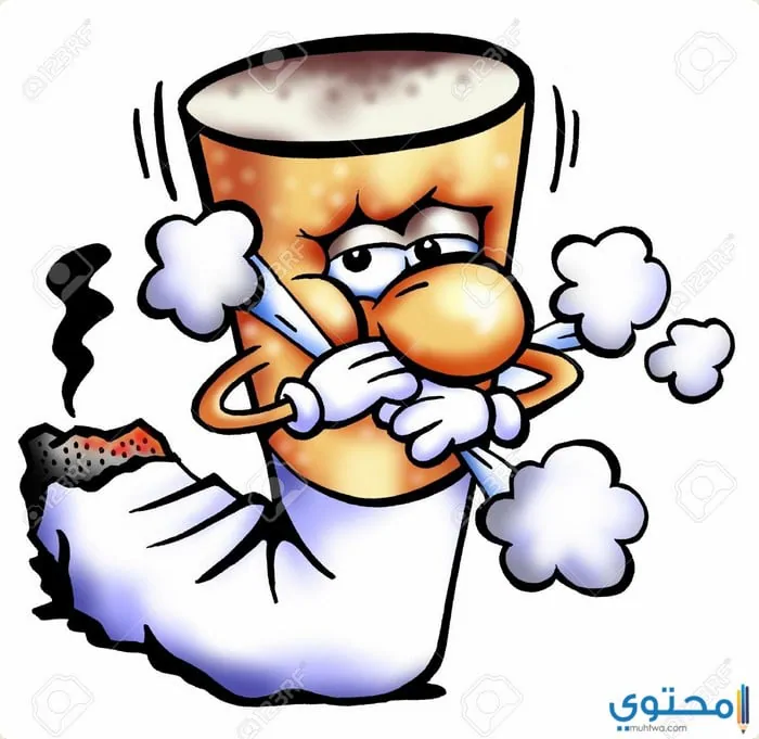 5260889 No Smoking Coughing Cigarette Butt Mascot Stock Photo cartoon