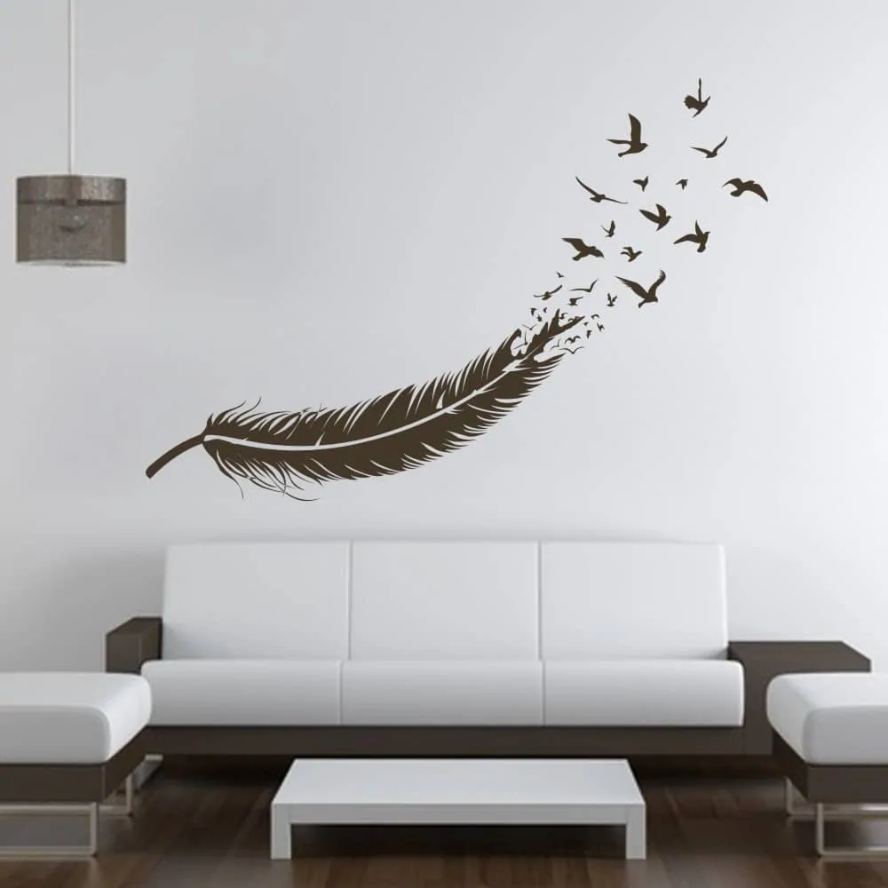 Abstract Feather Into Birds font b Vinyl b font font b Wall b font Decal font