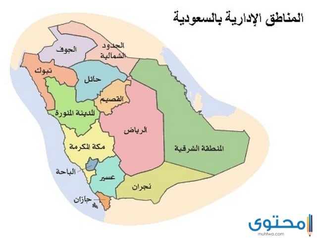 المنطقة الشرقية خريطة السعودية بالمناطق