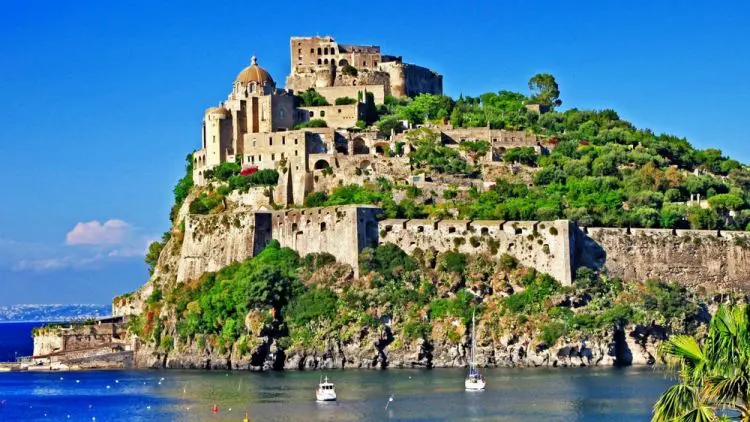 World Italy Castle on a rock on the island of Ischia Italy 063259