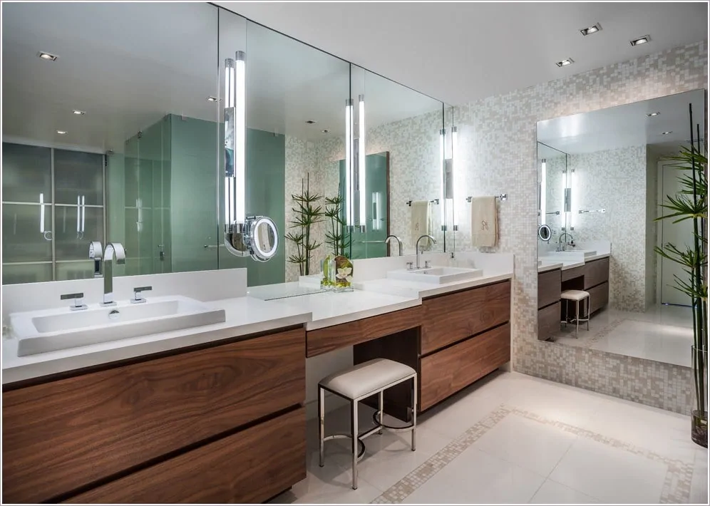 bathroom contemporary miami bisazza custom made mosaic tiles bright master bathroom double sink make up area modern faucet rectangular vanity v