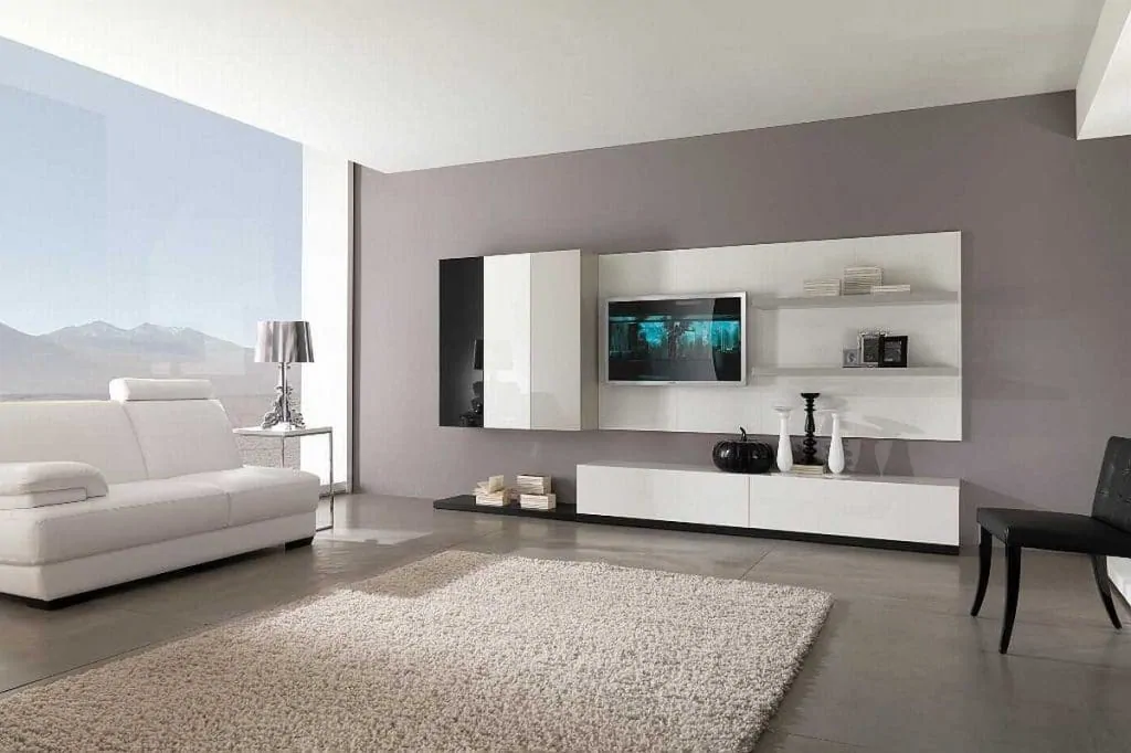 elegant modern living room interior design with gray and white color theme