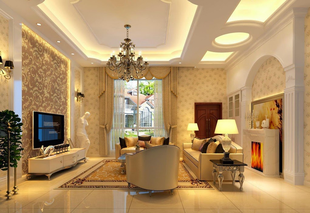 اجمل الديكورات المنزليه (جبس امبورد) Luxury-wall-decoration-design-classic-gypsum-ceiling-designs-for-luxury-living-room-decor-with-unique-wall-art-and-black-crystal-chandelier