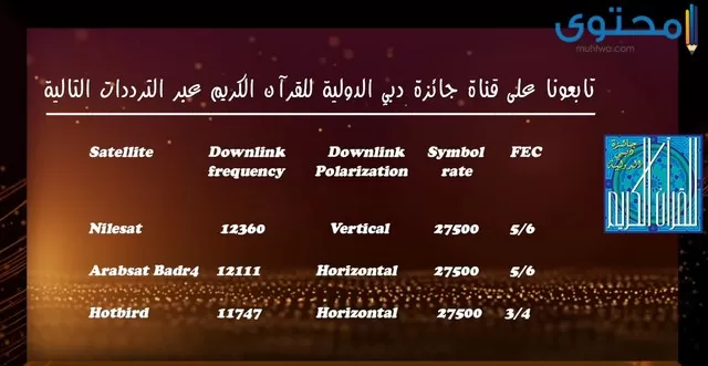 تردد قناة دبي للقرآن الكريم نايل سات