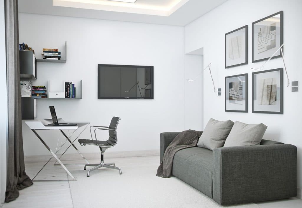 تصميمات ديكورات منازل جديده 2020 Sleek-gray-home-office