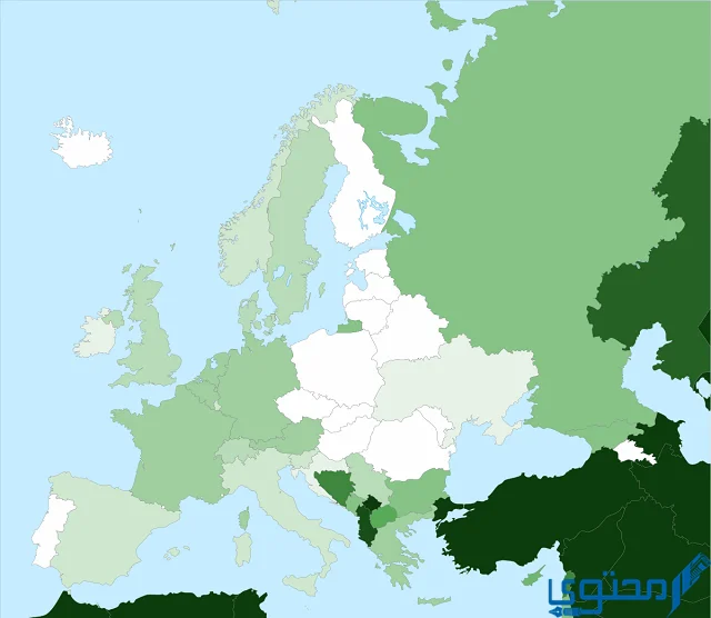 الدول الأوروبية من حيث عدد المسلمين