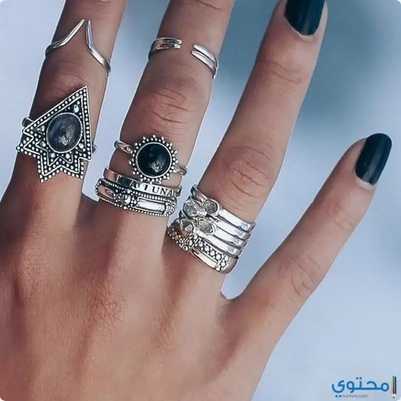 خواتم فضة من الحجر الأسمر