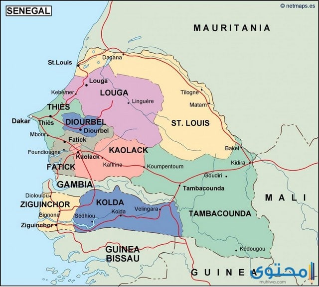 عدد وأسماء أقاليم جمهورية السنغال