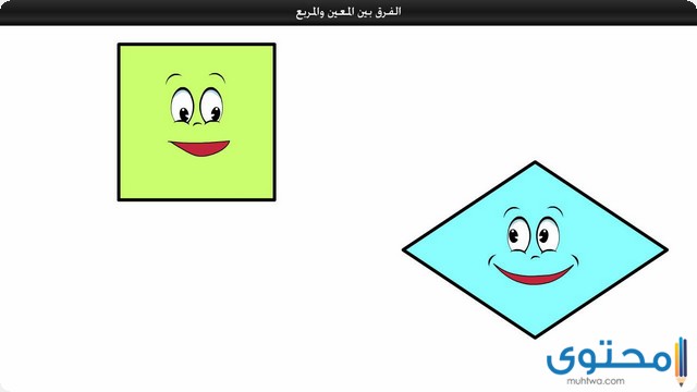 وجه الاختلاف بين المربع والمعين والفرق بينهم 1 المربع والمعين