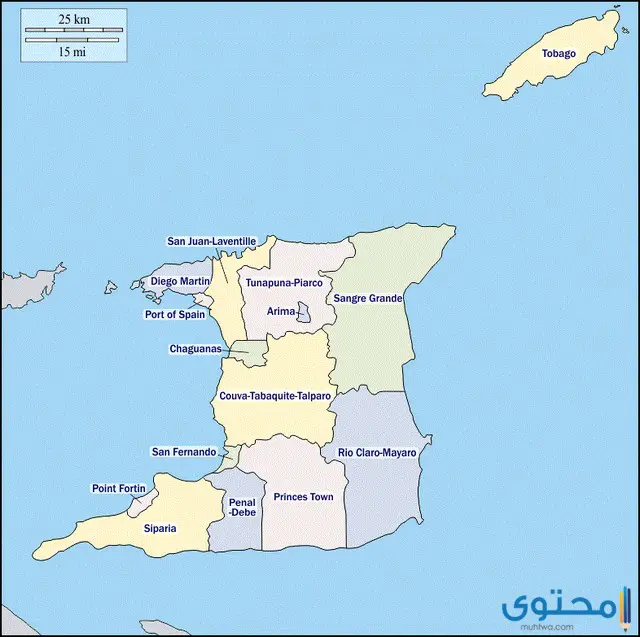 عدد وأسماء أقاليم ترينيداد وتوباجو