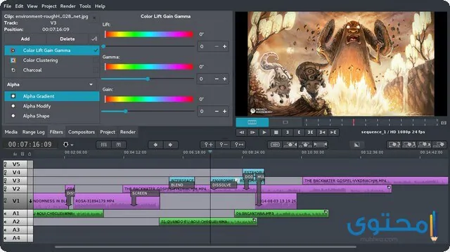 تطبيق Flowblade movie editor