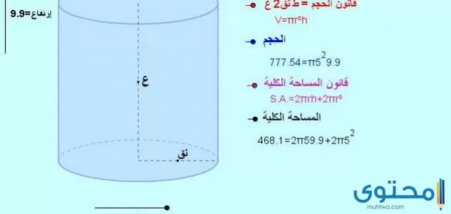 حجم الأسطوانة