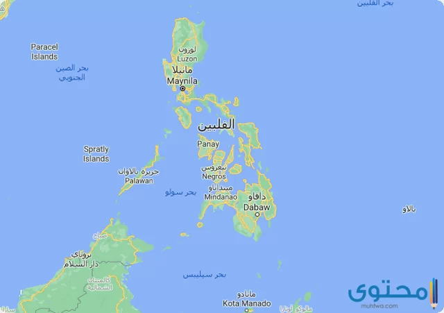 خريطة الفلبين والدول المجاورة بالعربي