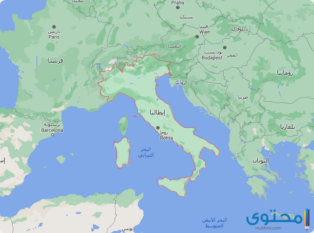 خريطة ايطاليا كاملة بالعربي صماء