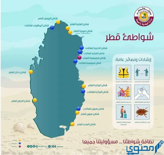 خريطة شواطئ قطر