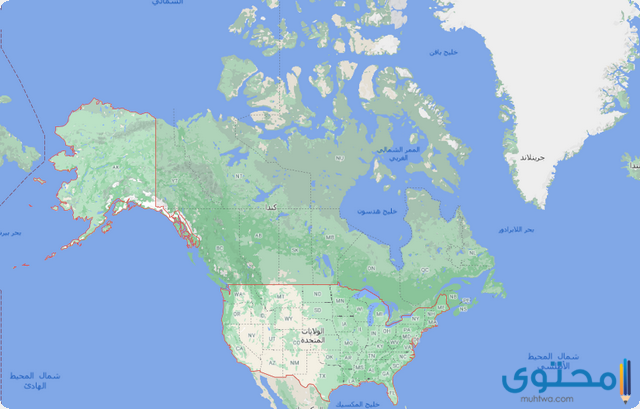 خريطة كندا وامريكا