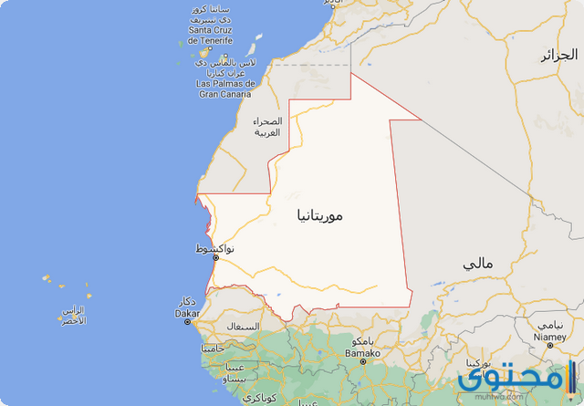 خريطة موريتانيا مع الولايات كاملة 2021