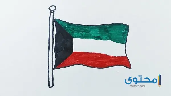 رسومات علم الكويت للتلوين