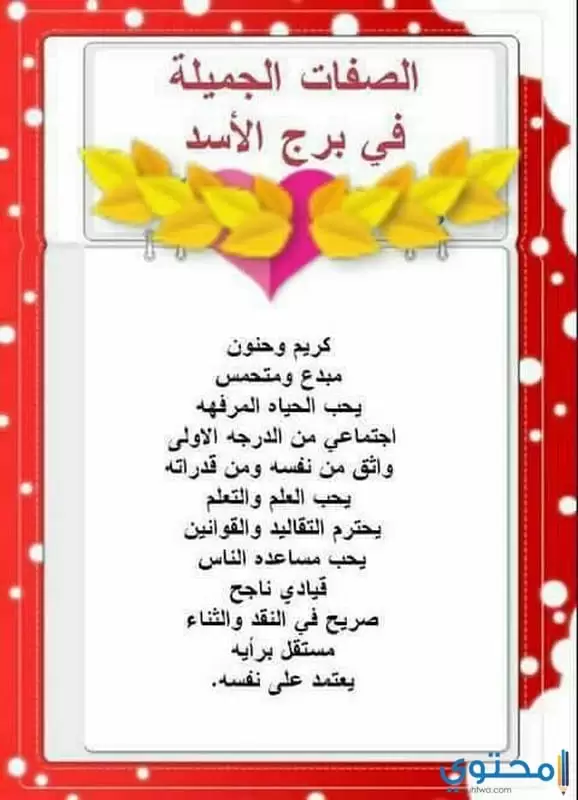 الصفات العامة لبرج الأسد