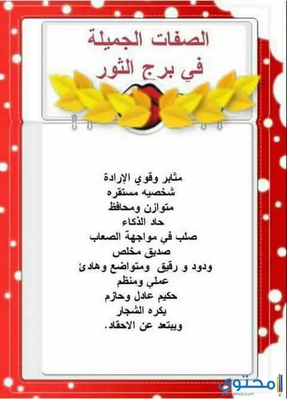 الصفات العامة لبرج الثور