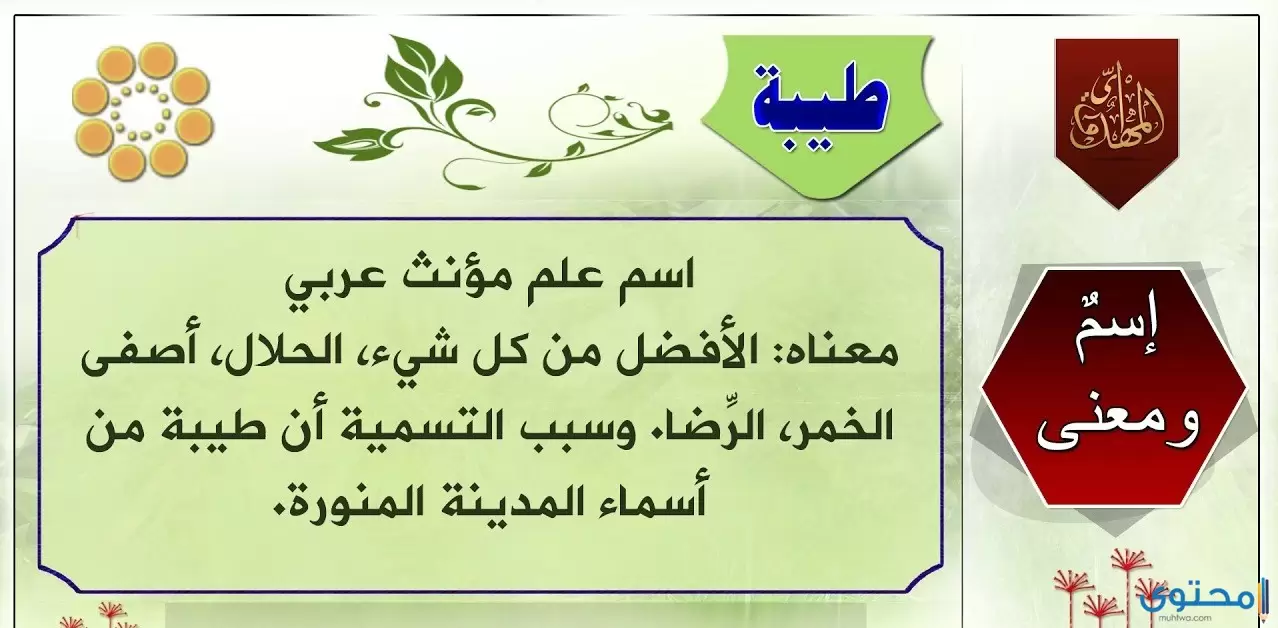معنى اسم طيبة