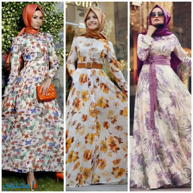 أشيك 20 فساتين محجبات منقوشه 2023