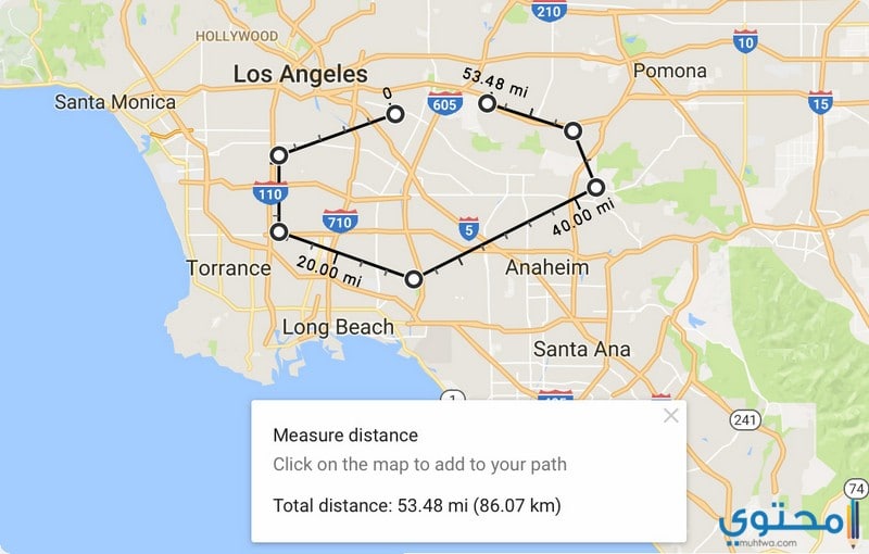 قياس المسافة خرائط جوجل Google Maps