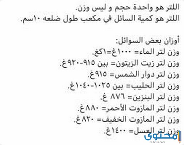 اللتر كم مل