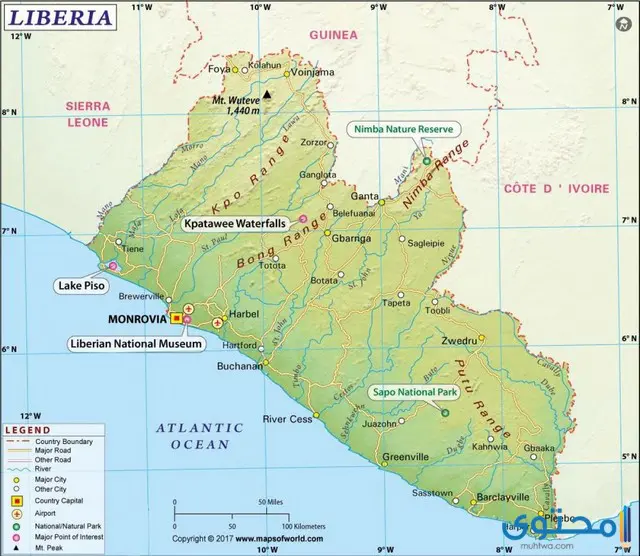 عدد وأسماء مقاطعات جمهورية ليبيريا