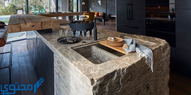 Decoración de cociña en mármore e granito