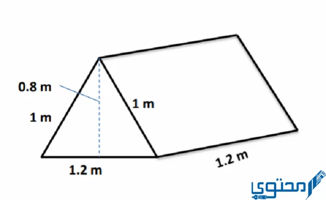 منشور ثلاثي ارتفاعه 8.5 وقاعدته مثلثة الشكل.
