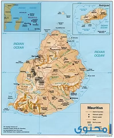عدد وأسماء جزر وضواحي موريشيوس