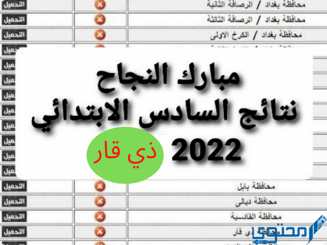 نتائج السادس ابتدائي 2022 ذي قار العراق
