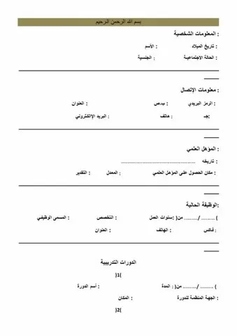 نموذج سيرة ذاتية بالعربية
